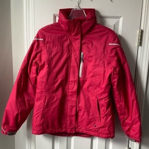 LANDS' END Pink Hooded Full Zip Waterproof Jacket Size S 6-8